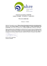 Certificato ESHRE'15 Certificato ESHRE'15
